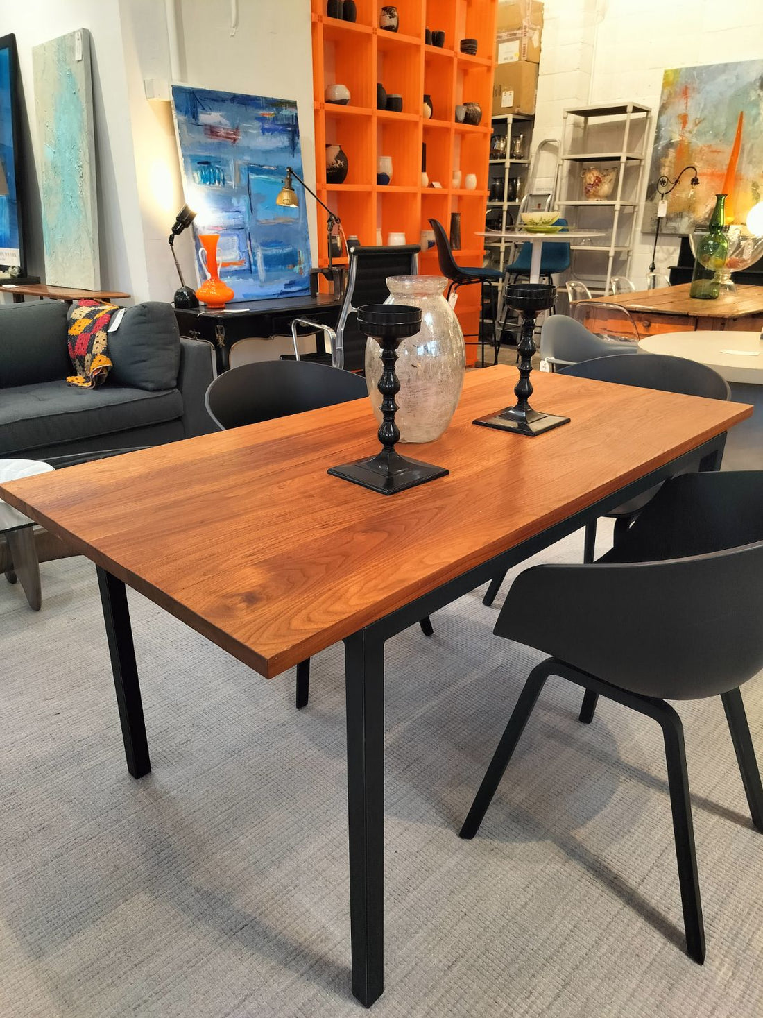 Custom Walnut and Steel Table