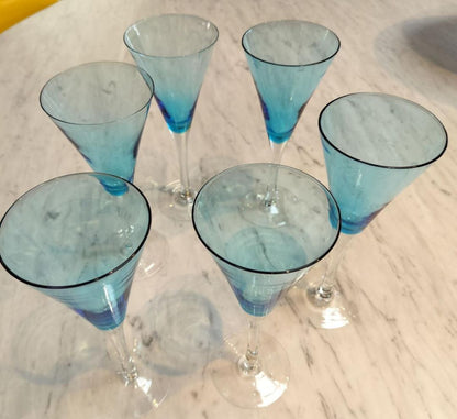 Sky Blue Crystal Wine Glasses.