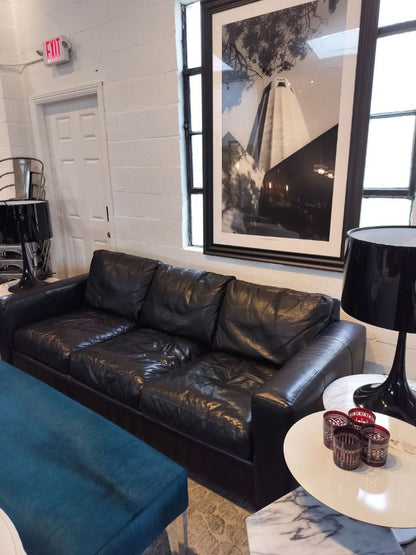 Vintage Black Leather Room &amp; Board Metro Sofa