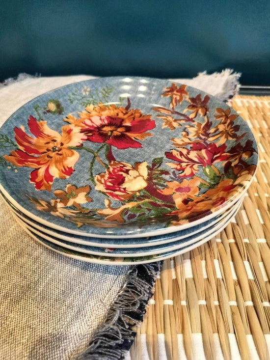 Pottery Barn Meadow Floral Salad Plates   SET OF 4