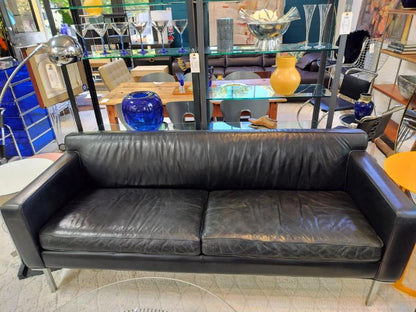 DWR Theatre Sofa in Black Leather (reg $5895)