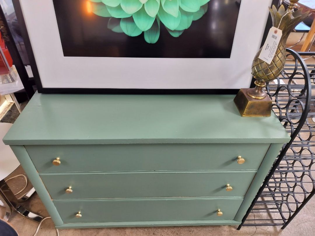 Vintage Sage Green 3 Drawer Dresser.