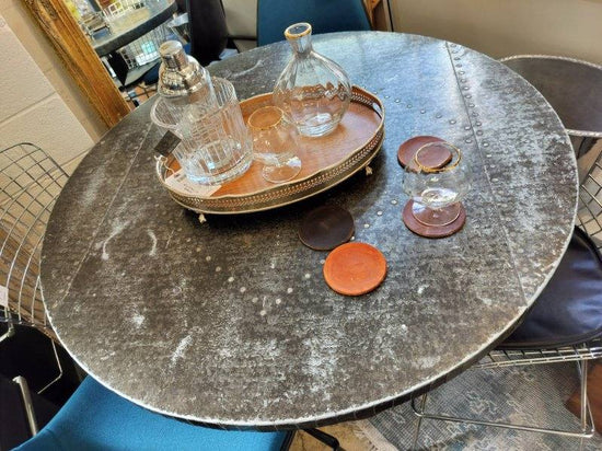 Custom High Top Bar Table, Vintage Machinist Base.