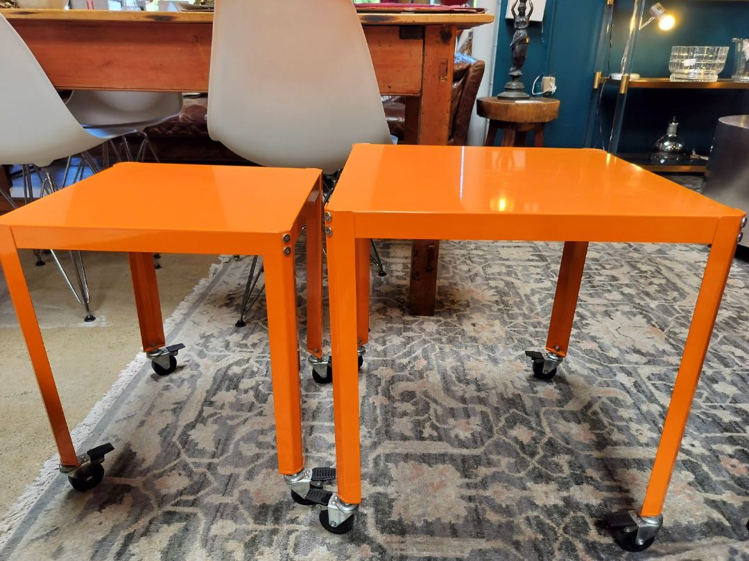 Nesting Powder Coated Steel Tables on Locking Casters.  PAIR