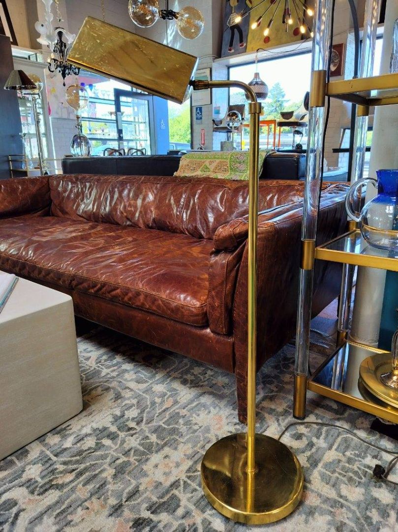 Vintage Pharmacy Style Brass Adjustable Floor Lamp