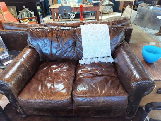 RH Lancaster Brompton Leather Love Seat