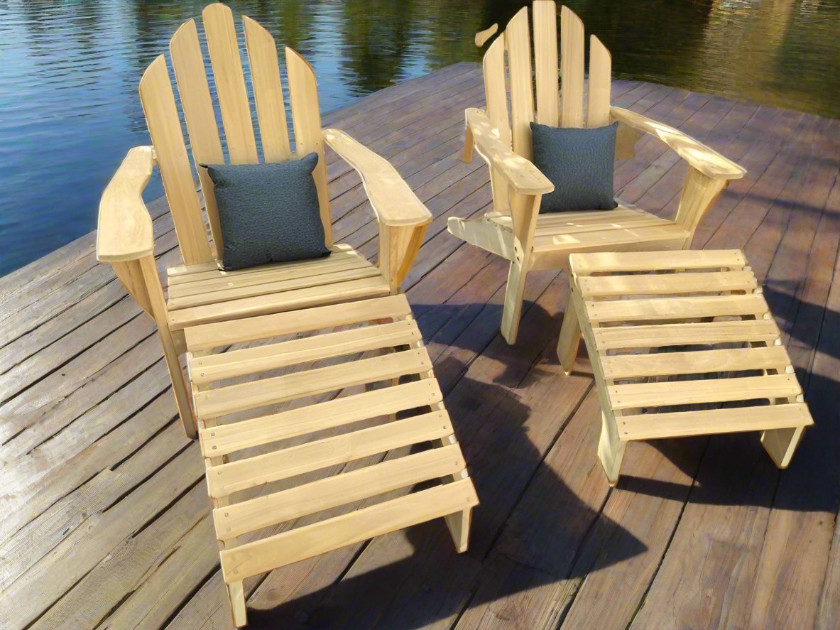 The Wooden Duck Teak Adirondack Chair &amp; Ottoman