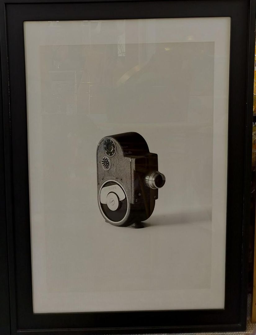 Framed Original Black &amp; White Photo of Vintage Camera