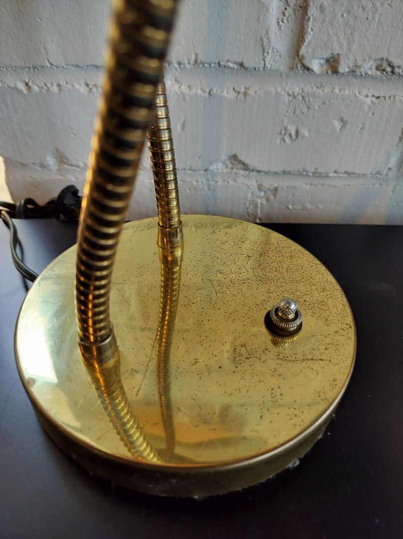 MCM Double Goosneck Lamp with Brass Base