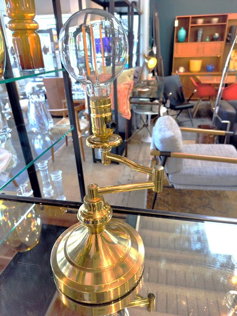 Swing Arm Brass Table Lamp