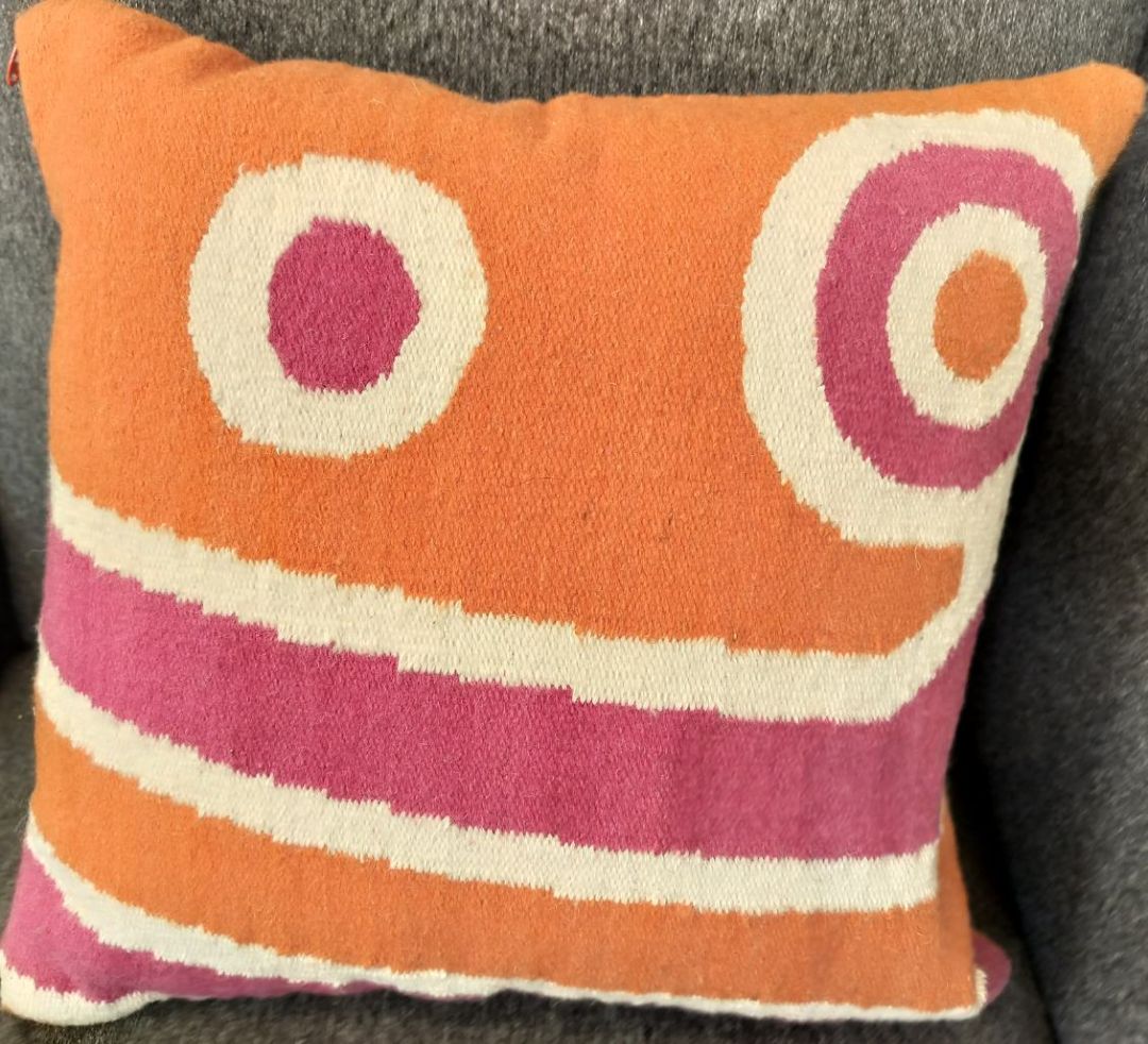 Eco-Terric Alpaca Pillow in Orange &amp; Pink - Showroom Sample. EACH