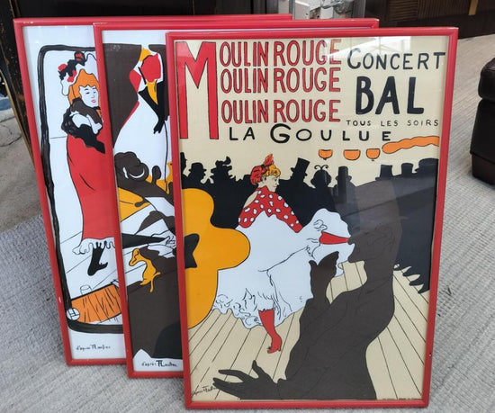 "Moulin Rouge Concert Bal tous les Soires." Vintage French Poster. Red Frame.