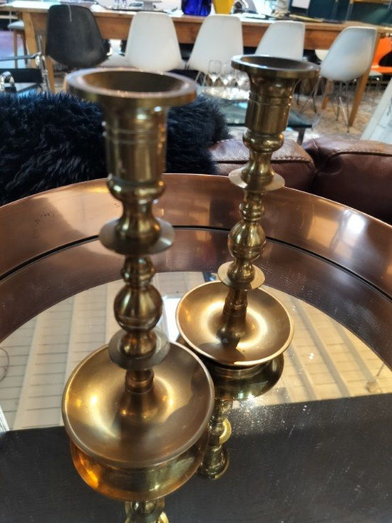 Vintage Heavy Solid Brass Candlestick Holders