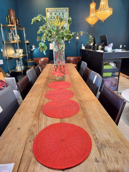 Coral Color Beaded Placemats. Handmade.