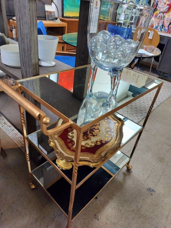 Vintage Style Gold Bar Cart