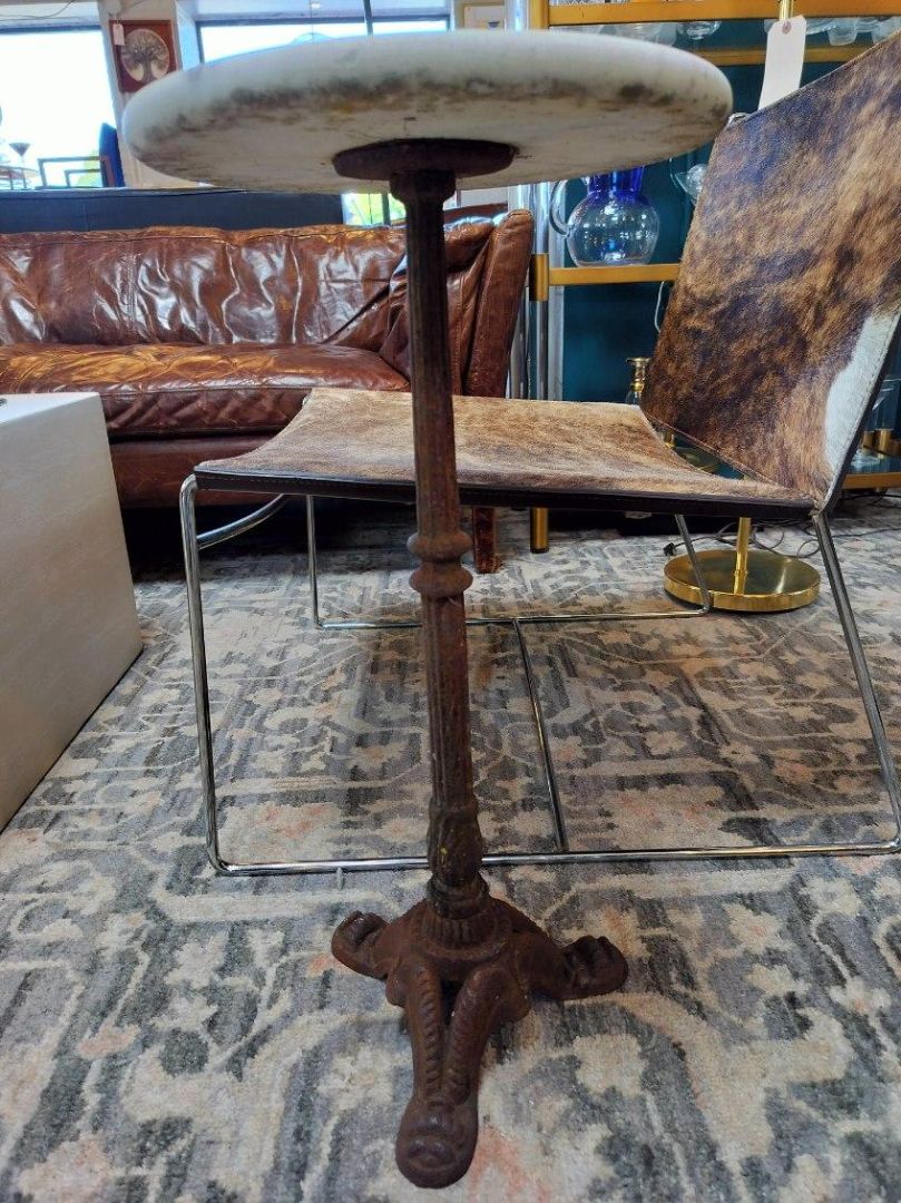 Antique Martini Table Antique Wrought Iron Base &amp; Marble Top