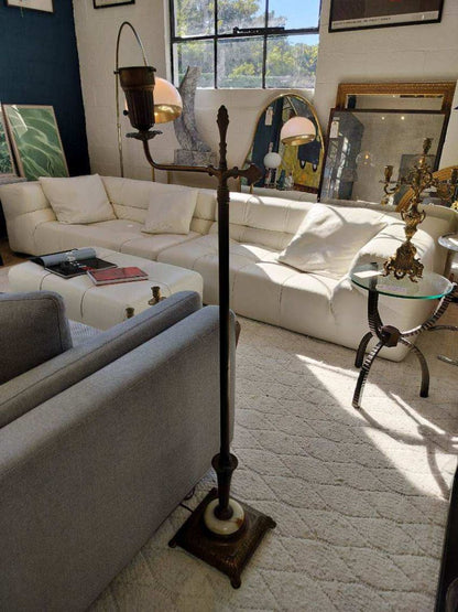 Vintage Brass &amp; Alabaster Floor Lamp