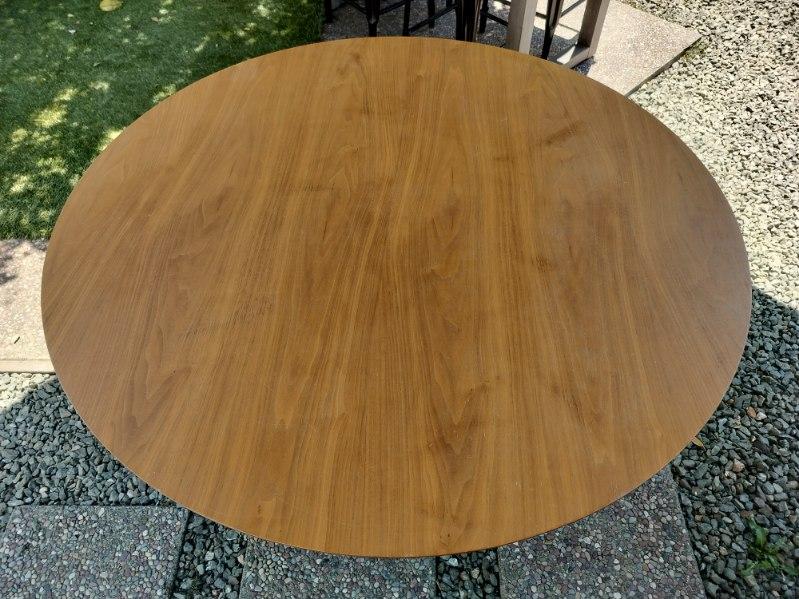 Tulip Style Table in Walnut Top &amp; Black Base