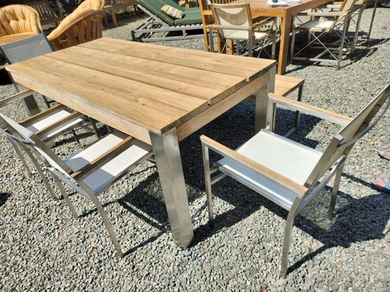 Mamagreen Vigo Dining Patio Table, Bench & 4 Arm Chairs