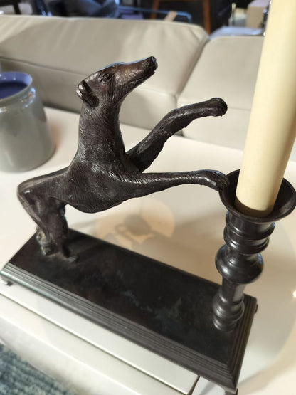 Antiqued Bronze Finish Greyhound Lamp