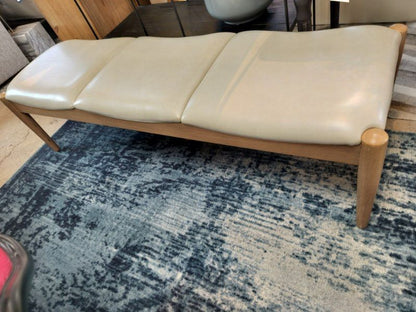 Three Seat MCM style vegan leather bench in cream