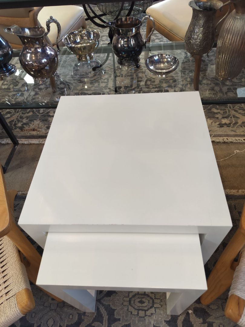 Two White Lacquer Nesting Tables