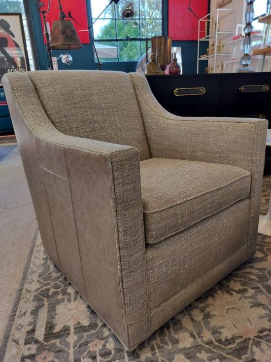 Lexington Home Custom Leather & Fabric Swivel Chair