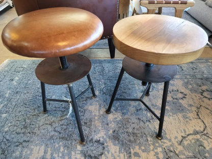 Adjustable Height Piston Stool Leather Seat &amp; Metal Base.