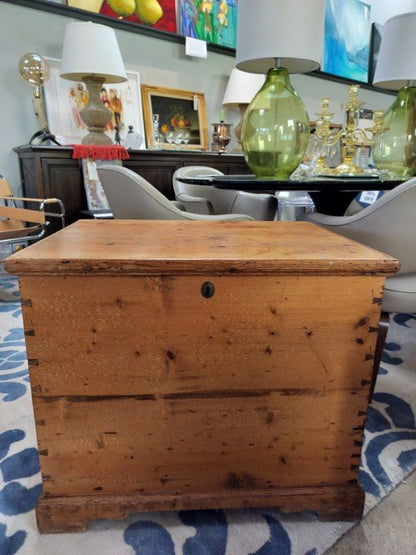 Antique Pine Trunk. Metal hardware. Dove Tailed.