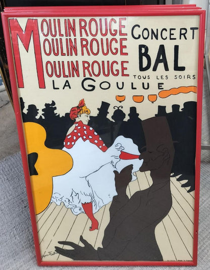 &quot;Moulin Rouge Concert Bal tous les Soires.&quot; Vintage French Poster. Red Frame.