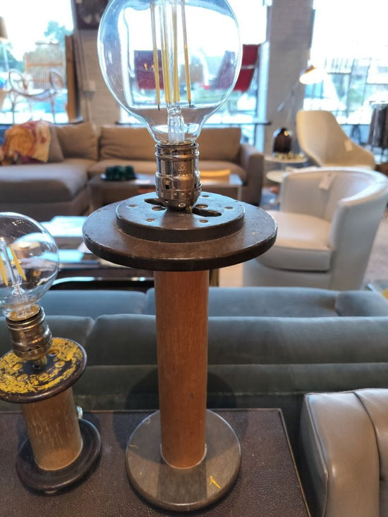 Antique Industrial Bobbin Table Lamp.                  LARGE