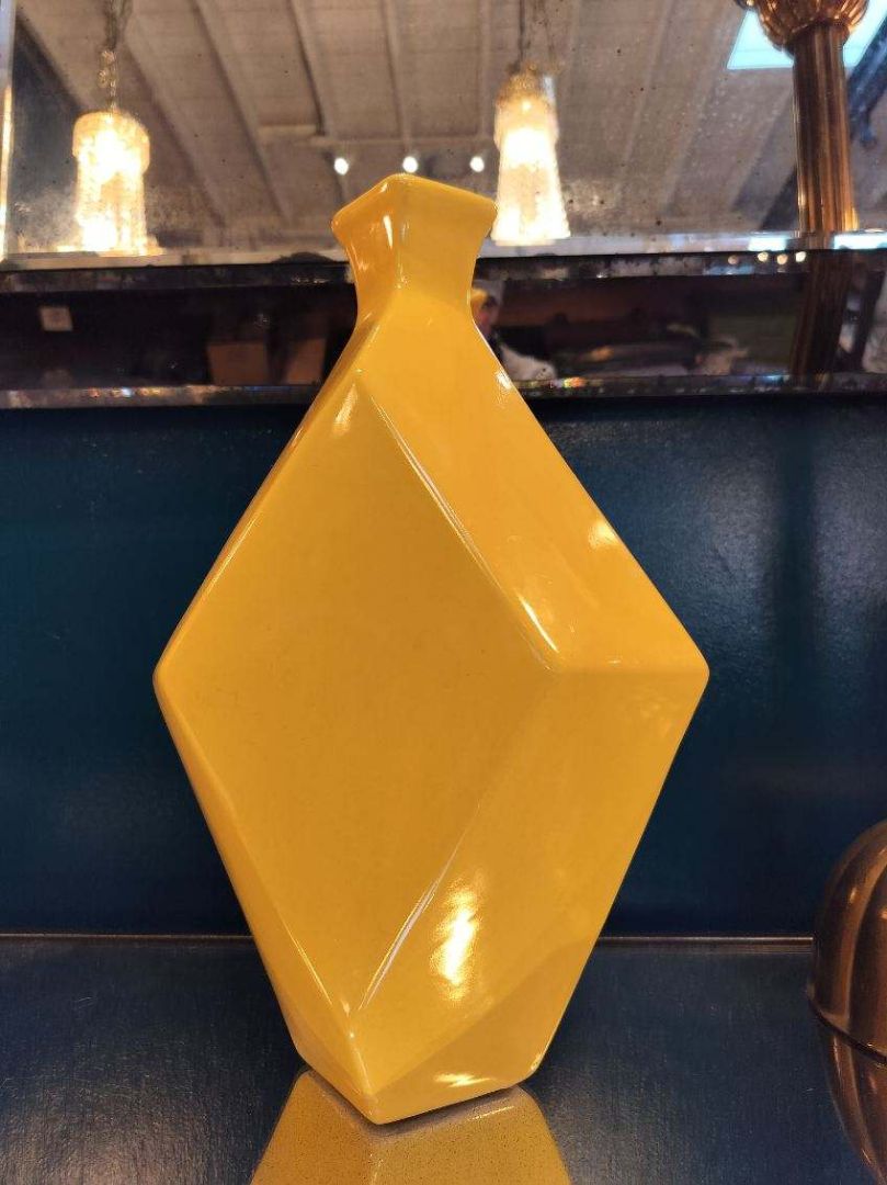 Cowley Ceramic Geometrical Vase in Yellow