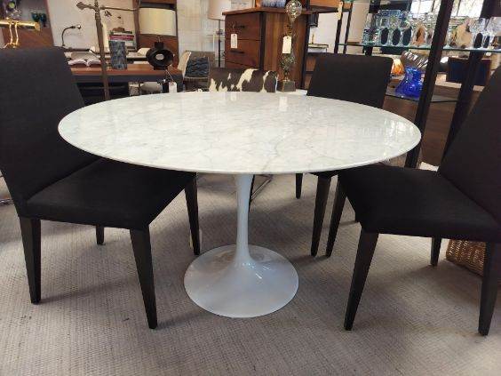 Tulip Table Round Carrara Marble by Rove Concepts