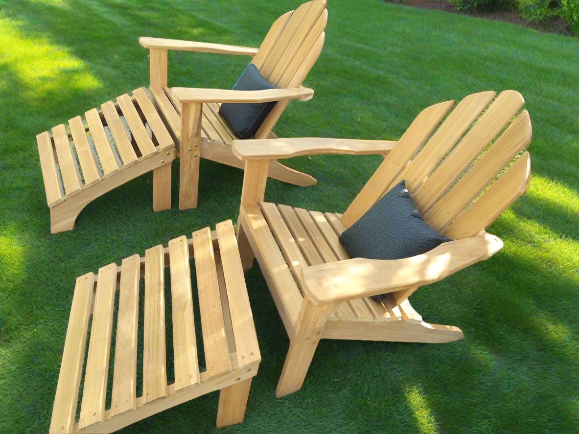 The Wooden Duck Teak Adirondack Chair &amp; Ottoman