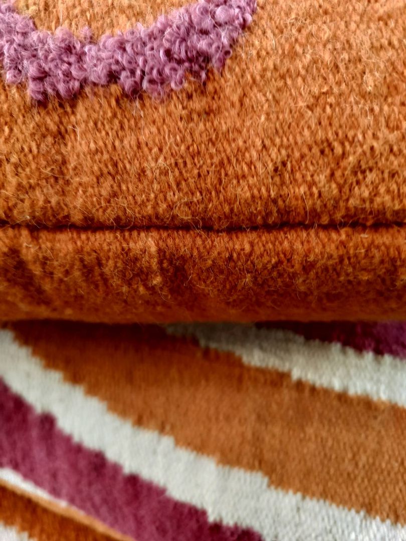 Eco-Terric Alpaca Pillow in Orange &amp; Pink - Showroom Sample. EACH