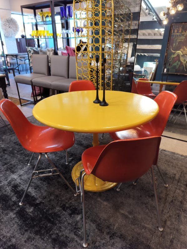 Original 1960s Eames for Herman Miller Orange Fiberglass Shell Chairs. SET OF 4