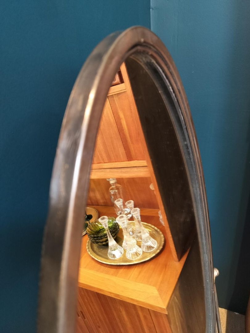 Vintage Oval Metal Free-Standing Floor Mirror