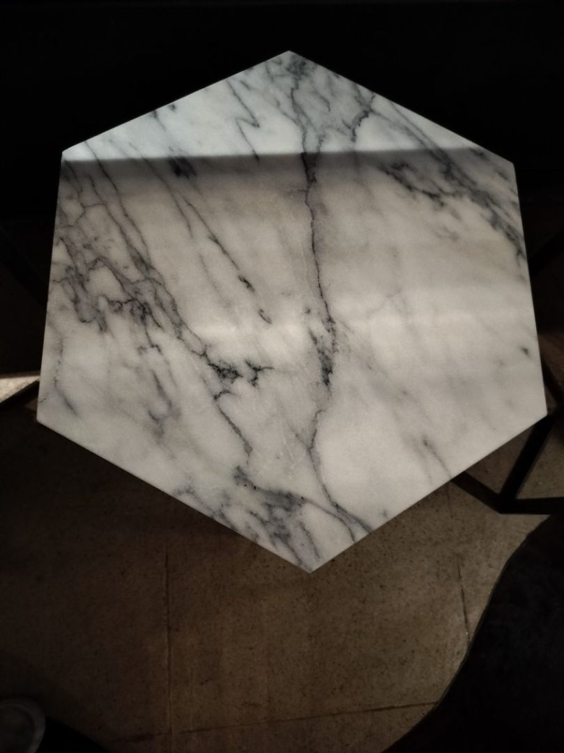 Hexagon White Marble Side Table.