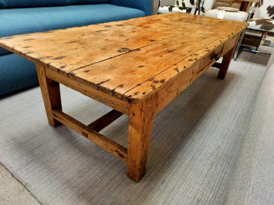 Antique 19th Century Pine Coffee Table with Drawer