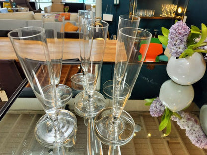 *Modern Clear Crystal Flutes     SET OF 6