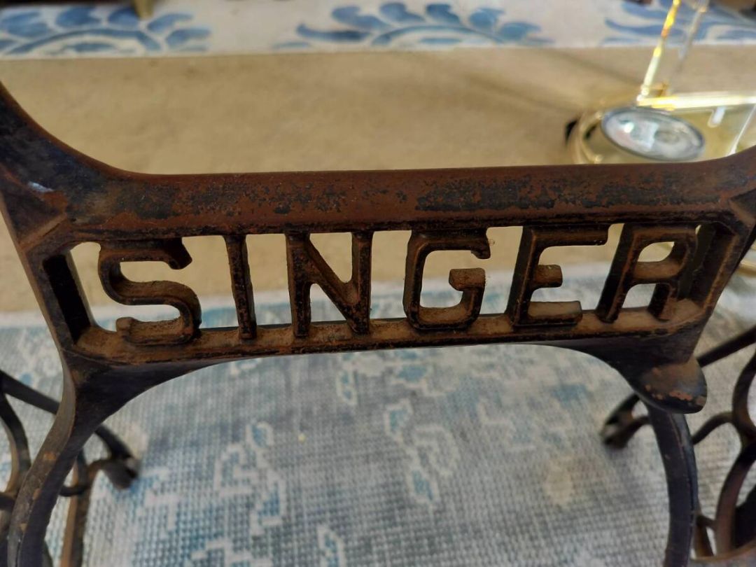 Vintage Singer Sewing Machine Base Glass Top Table