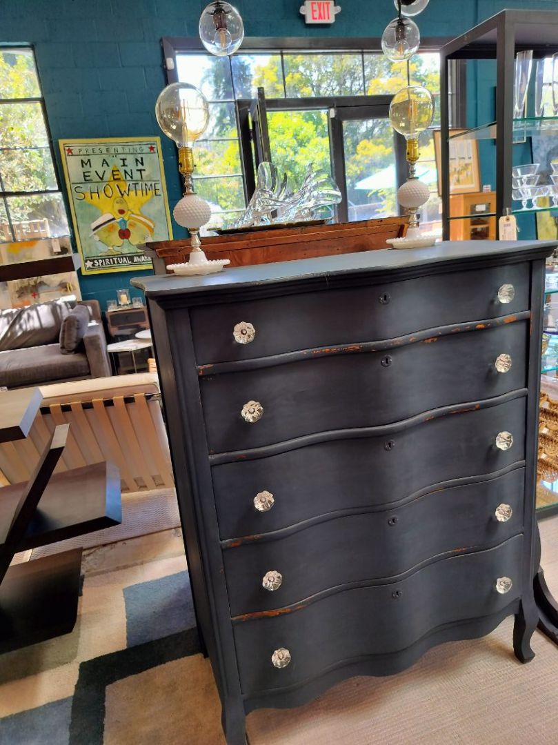 Vintage Chest with Drawers &amp; Glass Knobs