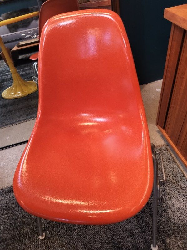 Original 1960s Eames for Herman Miller Orange Fiberglass Shell Chairs. SET OF 4