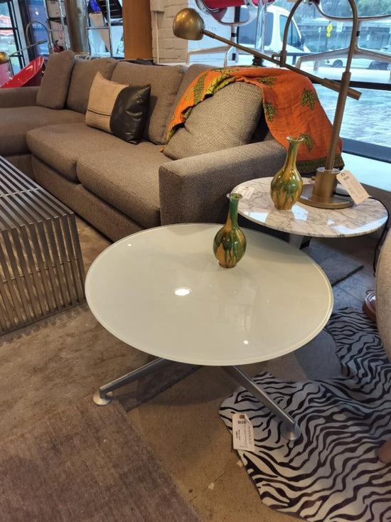 Modern White Glass Top Coffee Table
