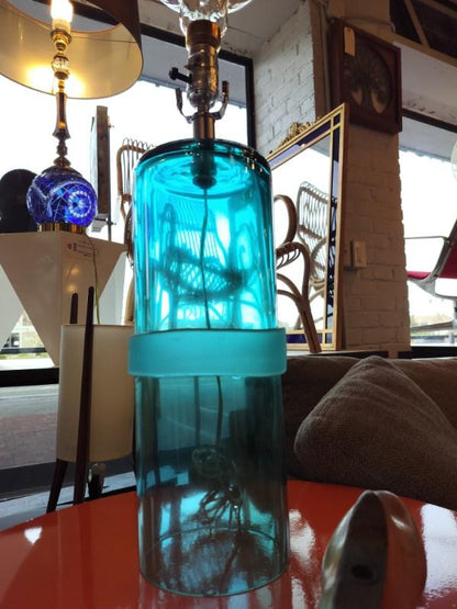 Arteriors Hand Blown Blue Glass Table Lamp