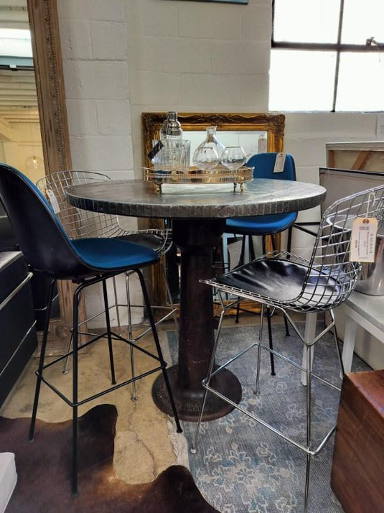 Custom High Top Bar Table, Vintage Machinist Base.