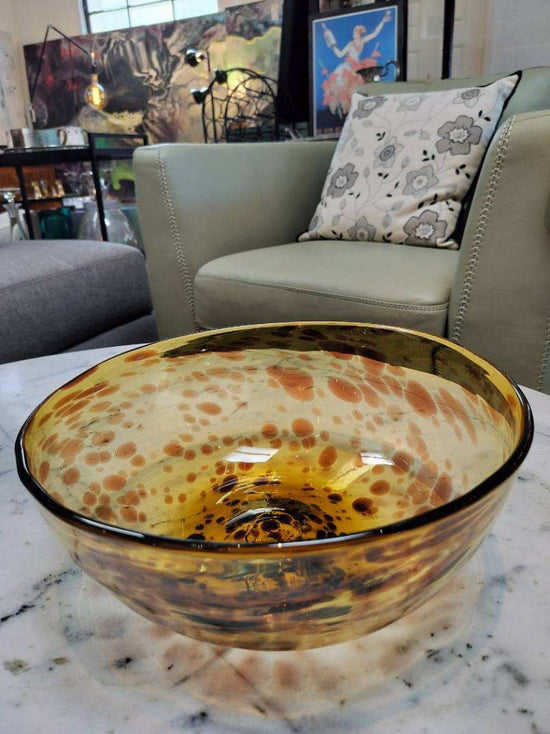 Vintage Tortoise Pattern Handblown Glass Bowl