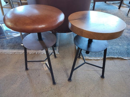 Adjustable Height Piston Stool Leather Seat &amp; Metal Base.