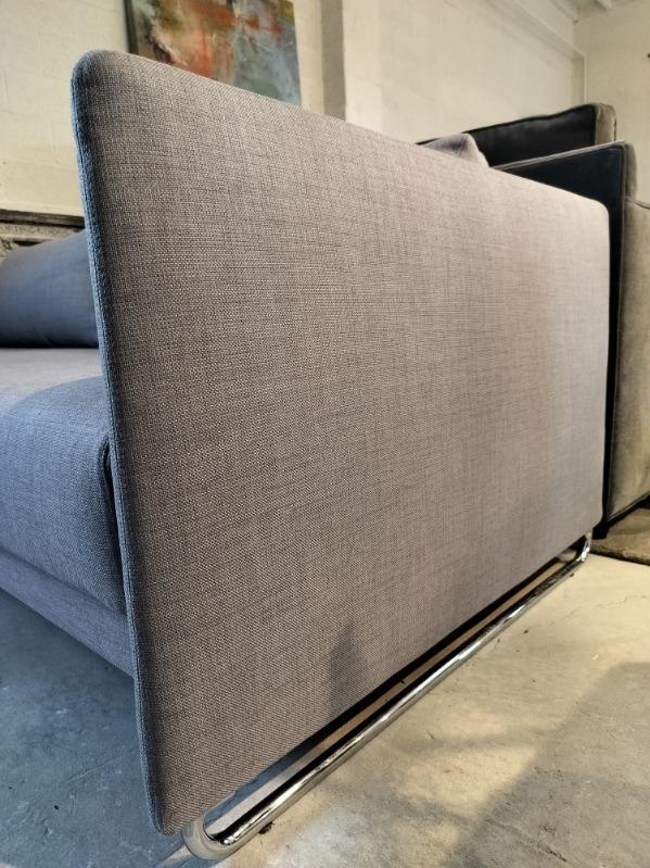 CB2 Sofa Bed in Gray Fabric. Chrome Base.