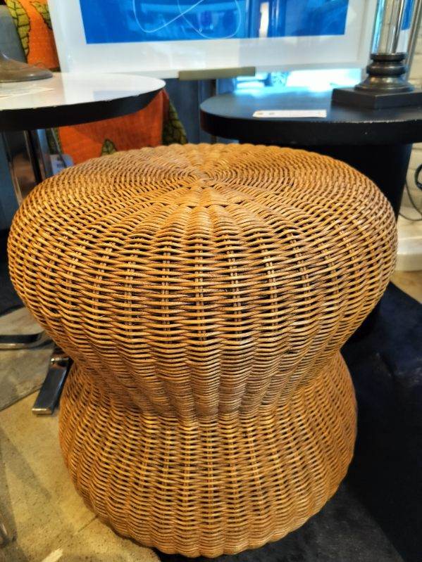 CB2 Woven Wicker Hassock Ottoman/Coffee table